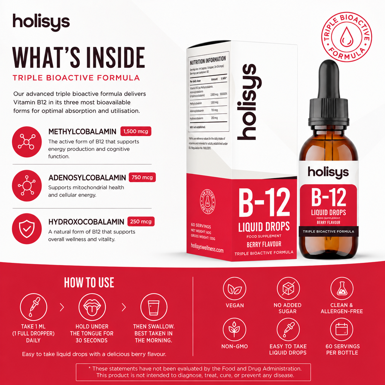 B-12 Liquid Drops — Triple Bioactive Formula